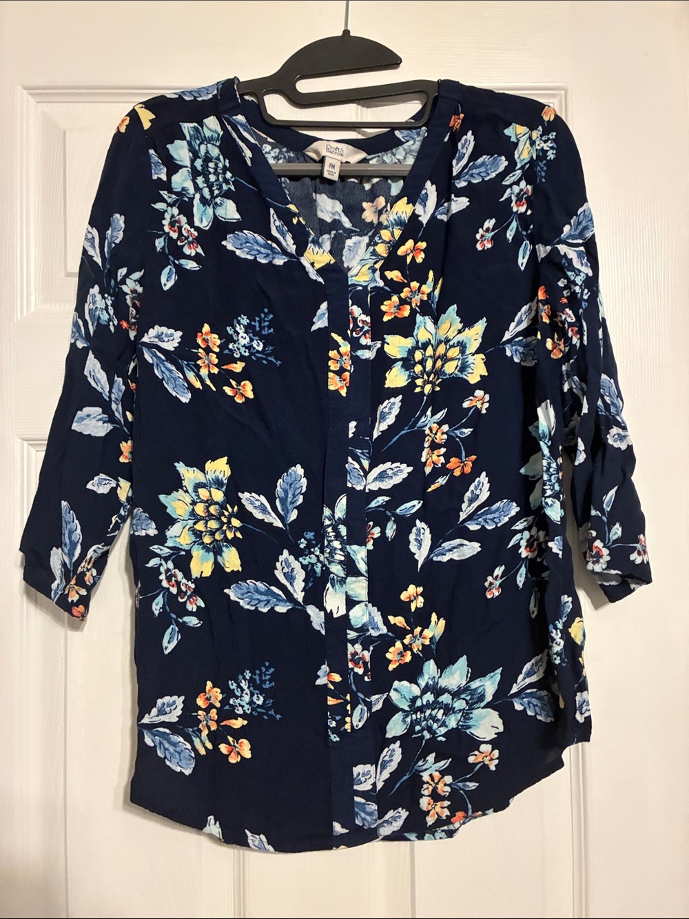 croft & barrow Navy Floral Button-Front Blouse